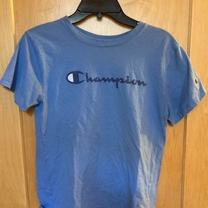 blue champion tee shirt